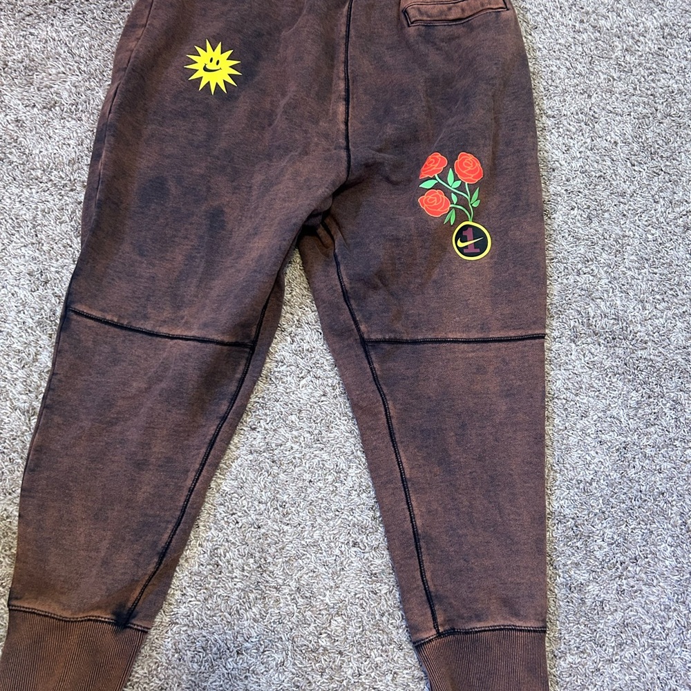 Nike Rust Brown Washed Flames Jogger Sweat pants DZ3054-010 Men's Medium - Picture 5 of 9